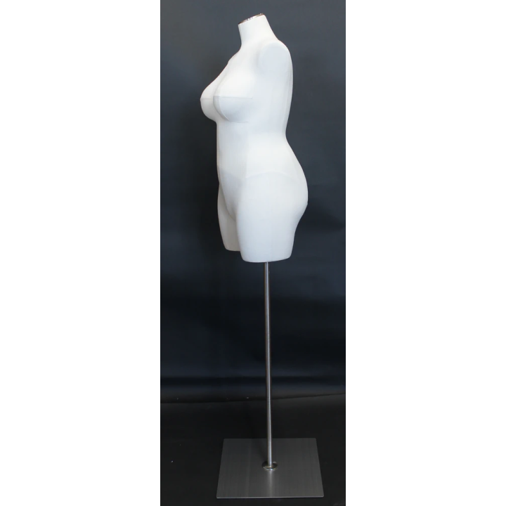 BF16-WM - Size 16/18 PLUS SIZE White Linen Female 3Q Dress form mannequin