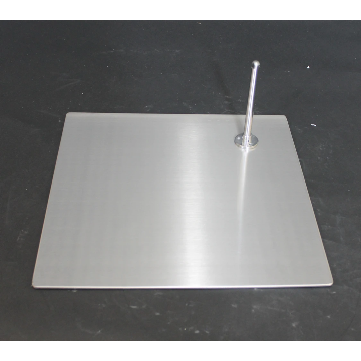 Satin Chrome finished 15x15 in Mannequin Metal base with foot rod