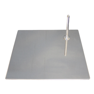 Chrome finished 15x15 in Mannequin Metal base with foot rod