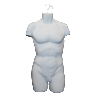 White Plastic injected male body form mannequin with hook PLXS-MW