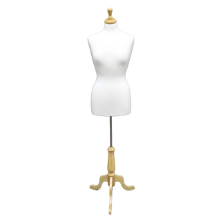 B68W-FR - Size 8/10 Quality Female Dress form mannequin with wooden tripod base