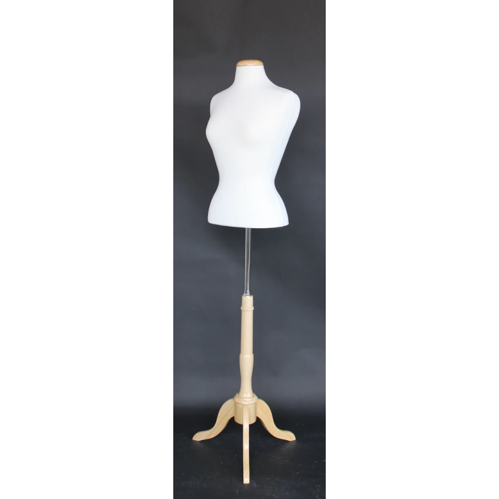 B7W-NF - Size 6/8 Female Blouse Dress form mannequin wooden tripod base