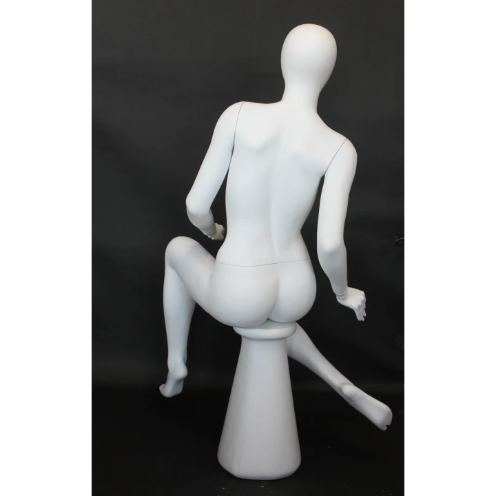 Dynamic Contoured Sitting Female Mannequin Egg head Matte White -SFW80E-WT