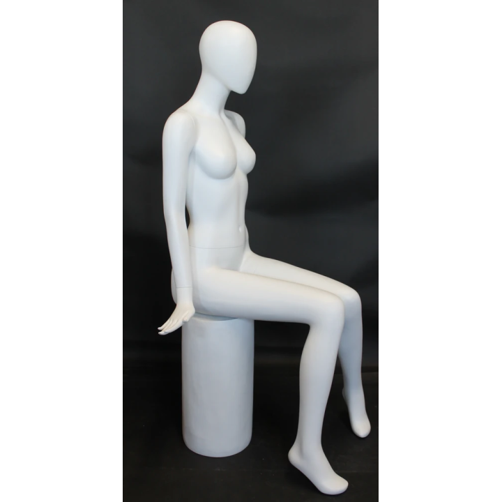 Modern Symmetry LUXE Sitting Female Mannequin Egg head Matte White -SFW98E-WT