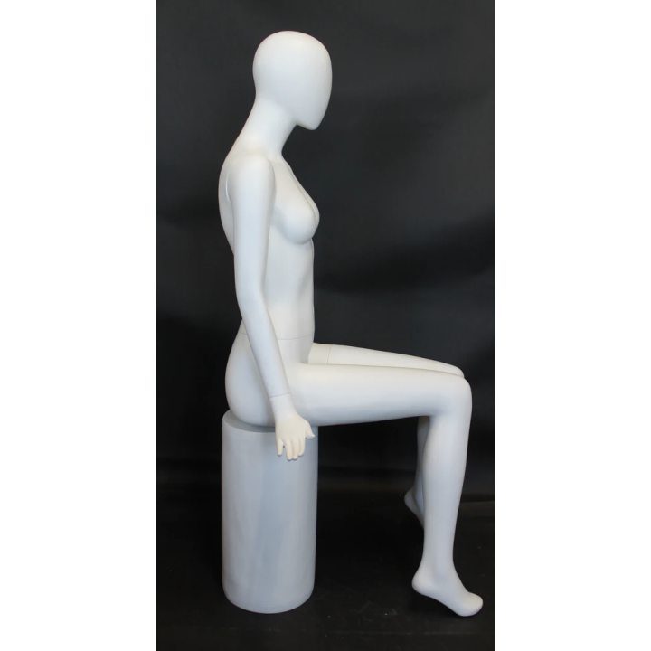 Modern Symmetry LUXE Sitting Female Mannequin Egg head Matte White -SFW98E-WT