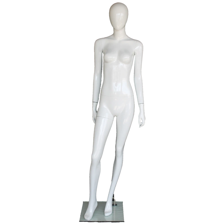 Glossy White Female Mannequin in Sophisticated Lean pose-SFW82E-GW