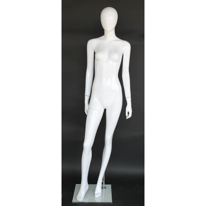 Glossy White Female Mannequin in Sophisticated Lean pose-SFW82E-GW