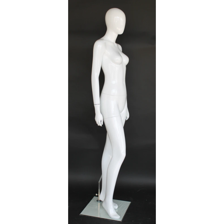 Glossy White Female Mannequin in Sophisticated Lean pose-SFW82E-GW