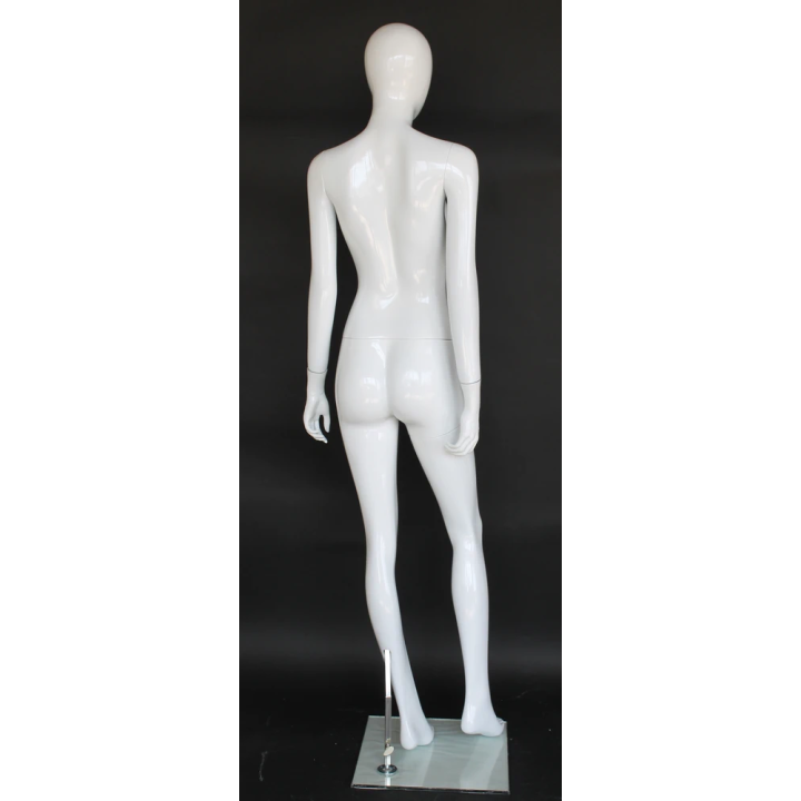 Glossy White Female Mannequin in Sophisticated Lean pose-SFW82E-GW