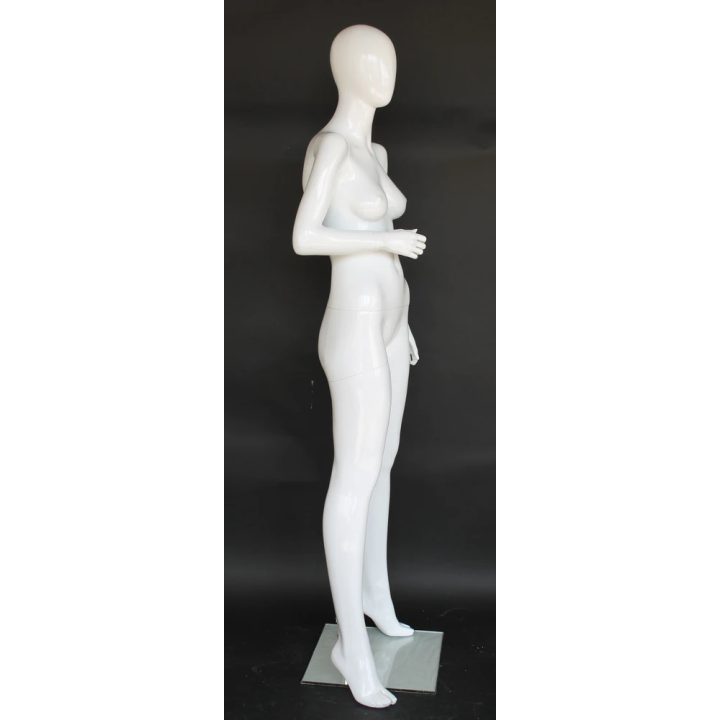 Glossy White Female Mannequin Forward Facing with Bent Right Arm-SFW84E-GW