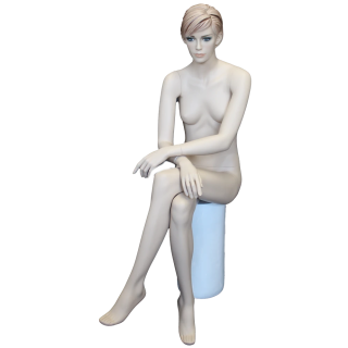 Female Sitting Mannequin Molded hair with face make up -SFW9-FT