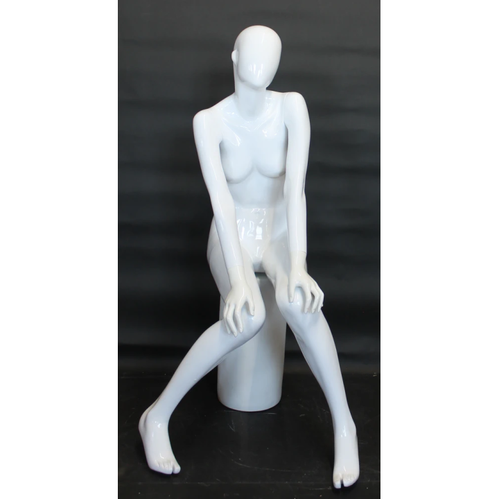 Glossy White Relaxed Muse Seated Female Mannequin -SFW90E-GW
