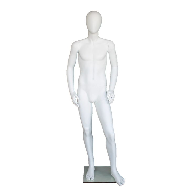 5 ft 7 in Tall Male Mannequin Egg head Matte white -CB19E-WT