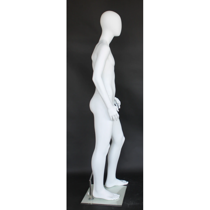 5 ft 7 in Tall Male Mannequin Egg head Matte white -CB19E-WT