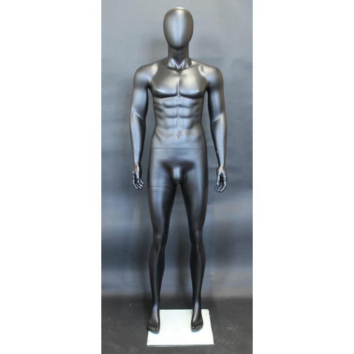 SFM29E-MB - 6'1" Athletic Egg Head Male Mannequin - Matte Black