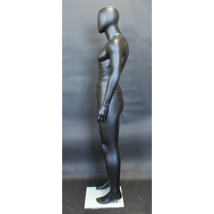 SFM29E-MB - 6'1" Athletic Egg Head Male Mannequin - Matte Black