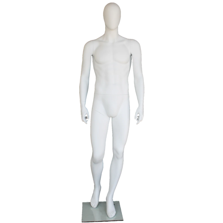 6 ft 3 in Male Mannequin Egg head Matte white -SFM42E-WT