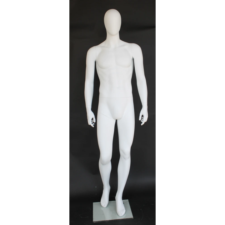 6 ft 3 in Male Mannequin Egg head Matte white -SFM42E-WT