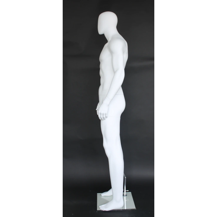 SFM52E-WT - 6 ft 4 in  Muscular Body Male Mannequin Egg head Matte white -