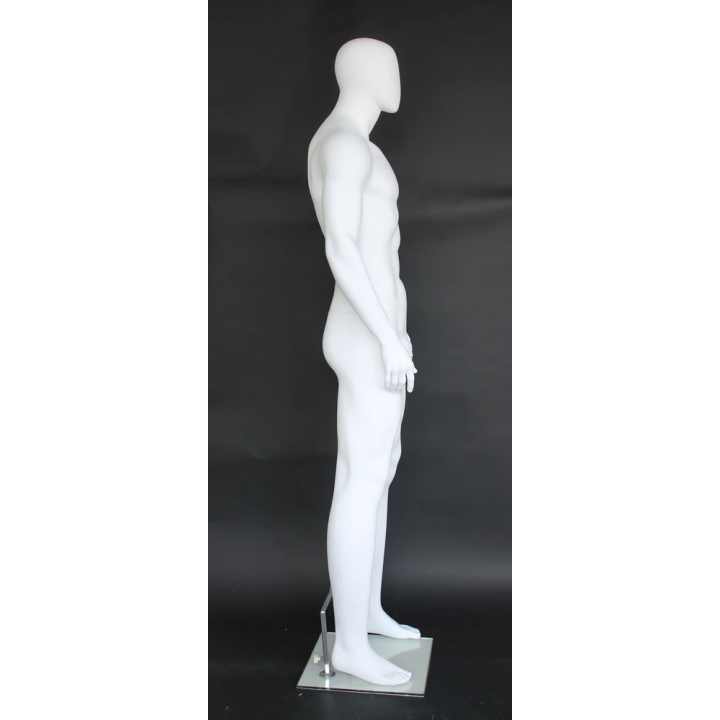 SFM52E-WT - 6 ft 4 in  Muscular Body Male Mannequin Egg head Matte white -