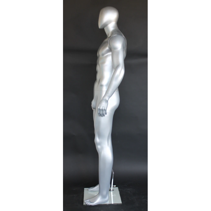 SFM52E-ST - 6 ft 4 in Athletic Matte Silver Egg head Male Mannequin