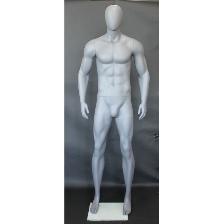SFM52E-Grey - 6 ft 4 in Athletic Matte Grey Egg head Football Male Mannequin