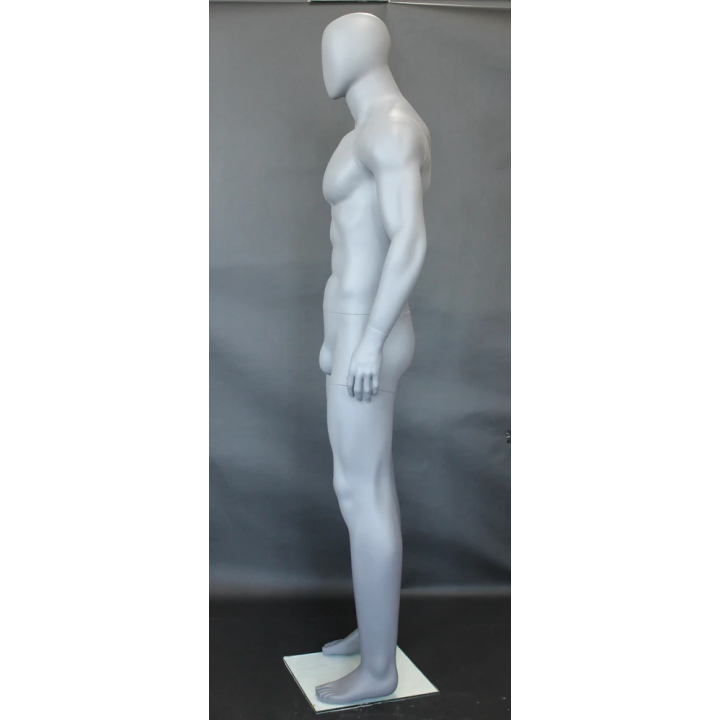 SFM52E-Grey - 6 ft 4 in Athletic Matte Grey Egg head Football Male Mannequin