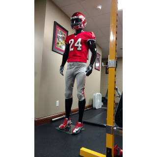 SFM52E-HB - 6 ft 4 in Glossy Black Muscular Egg Head Football Male Mannequin