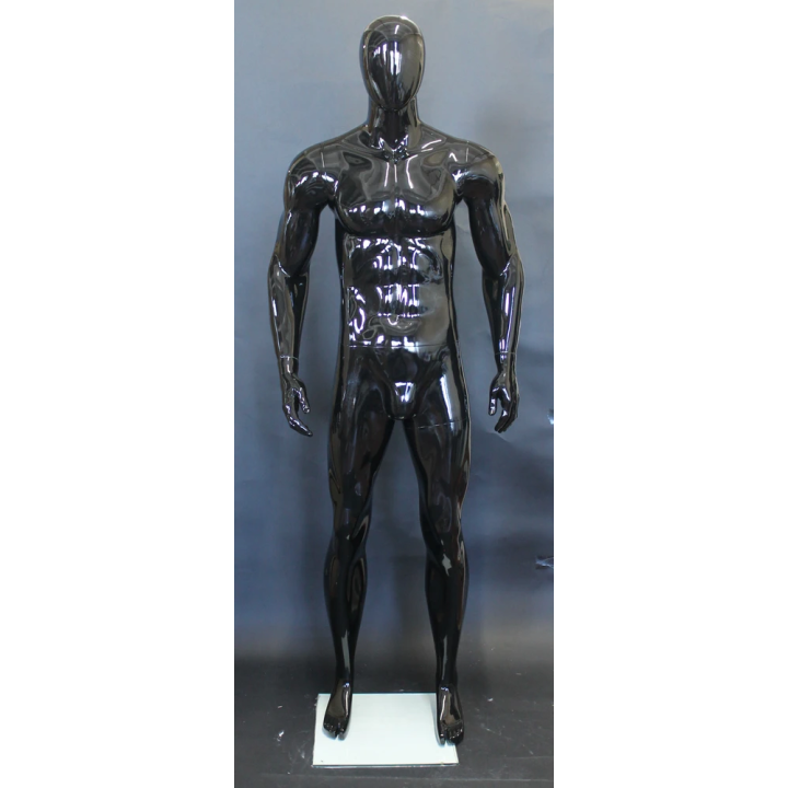 SFM53E-HB - 6 ft 2 in Athletic Glossy Black Egg Head Male Mannequin