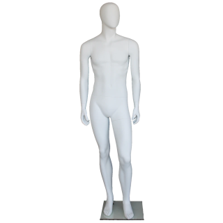 SFM61E-WT - 6 ft 2 in Egg head Walking Pose Male Mannequin Matte white -
