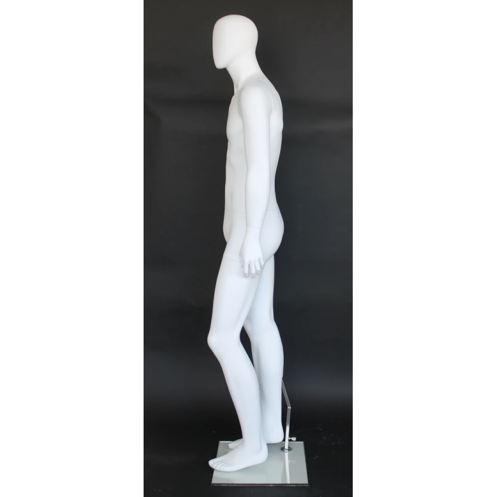 SFM61E-WT - 6 ft 2 in Egg head Walking Pose Male Mannequin Matte white -