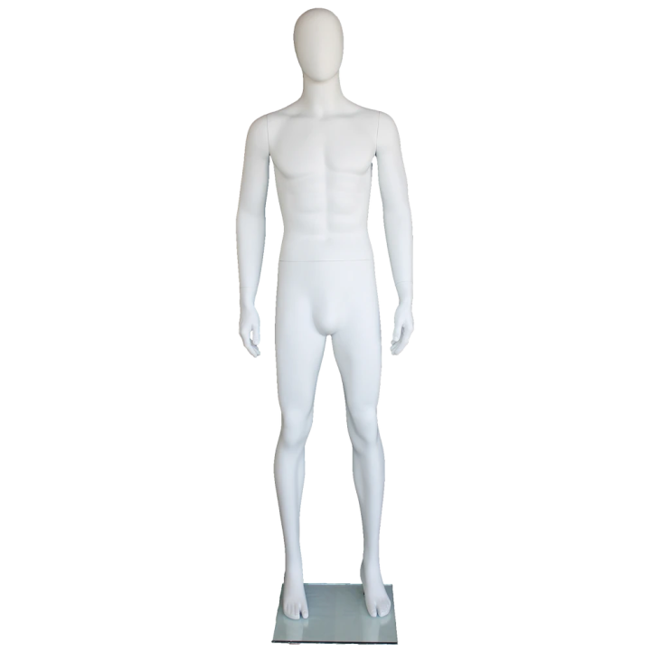 SFM63E-WT-6 ft 2 in Male Mannequin Size 38 Egg head Matte white - Small Size