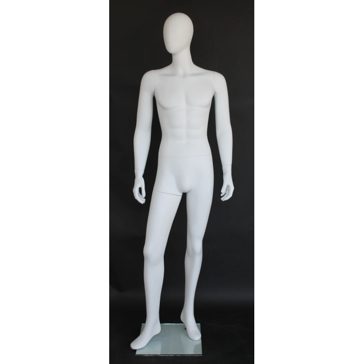SFM65E-WT - 6 ft 2 in Lean Pose Male Mannequin Egg head Matte white