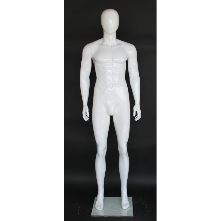 SFM83E-GW 6'1" Glossy White Male Mannequin - High-Shine Athletic
