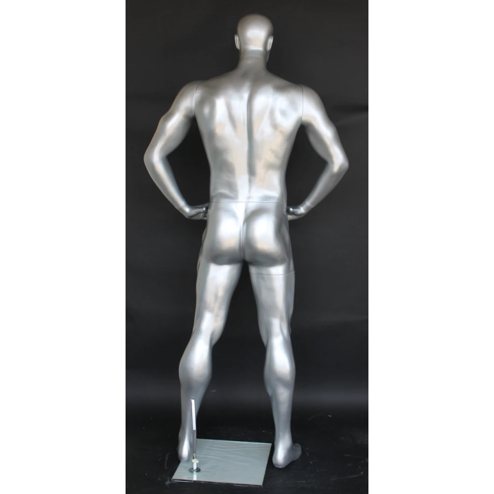 SFB1-ST - 6 ft 4 in Athletic Matte Silver Featured Face Football Male Mannequin