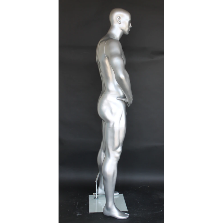 SFB1-ST - 6 ft 4 in Athletic Matte Silver Featured Face Football Male Mannequin