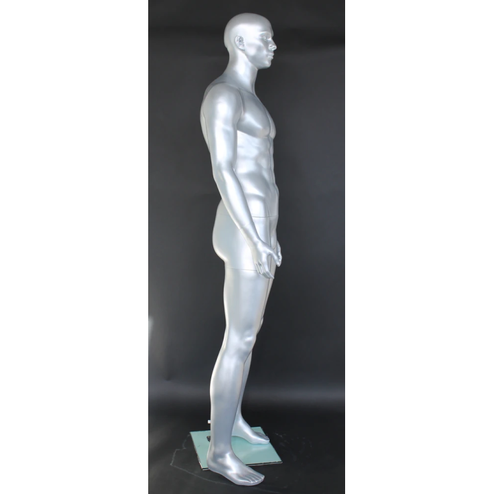 6 ft 3 in Athletic Matte Silver Bald head Male Mannequin  -SFM52E-ST