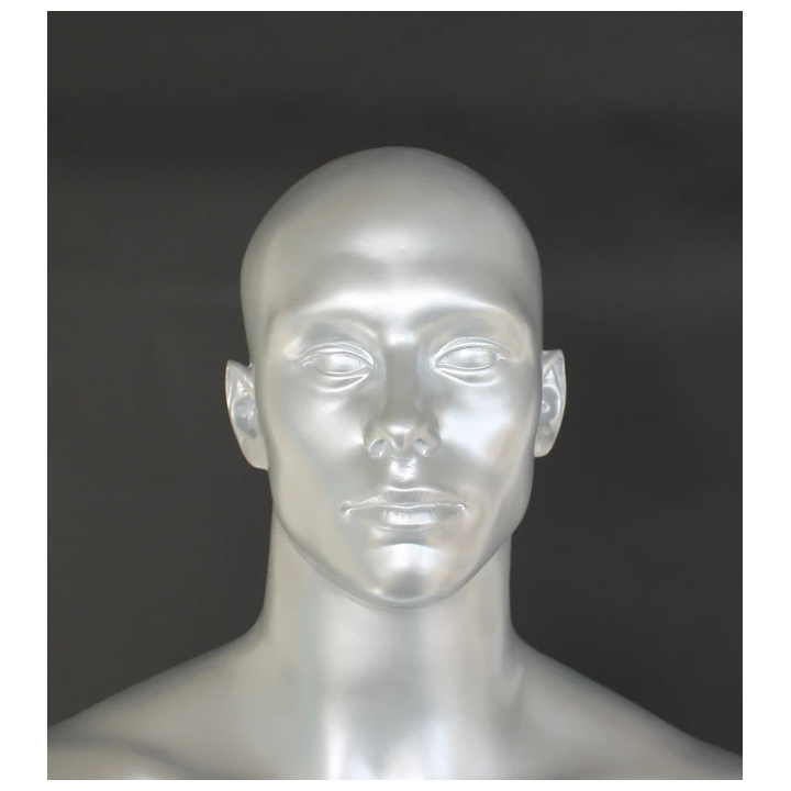 6 ft 3 in Athletic Matte Silver Bald head Male Mannequin  -SFM52E-ST