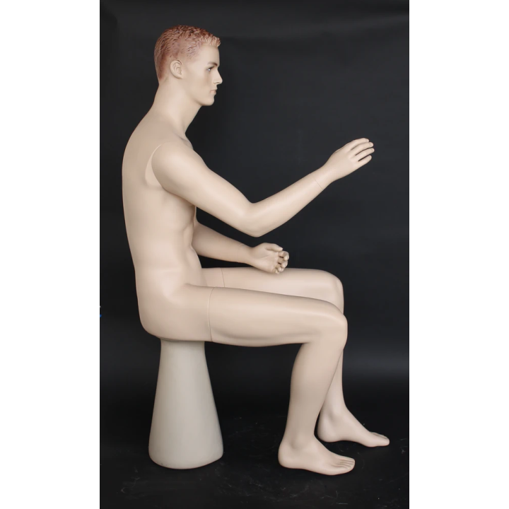 4 ft 7 in Realistic Face Make up Sitting Male Mannequin  -SFM8-FT
