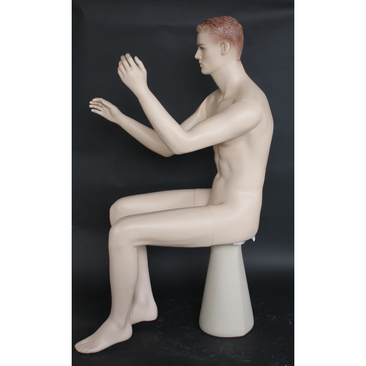 4 ft 7 in Realistic Face Make up Sitting Male Mannequin  -SFM8-FT