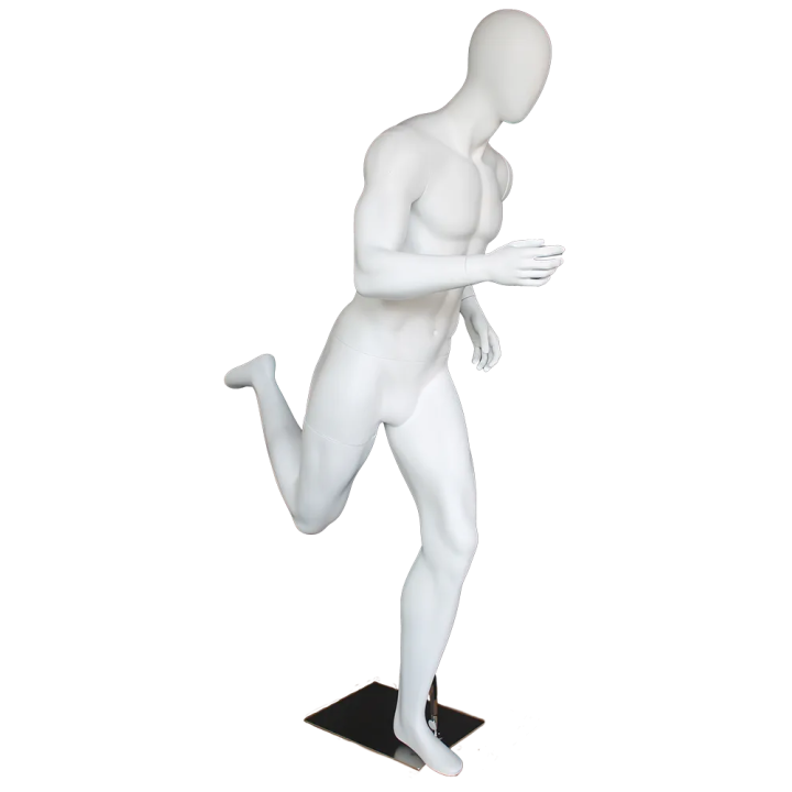 5 ft 11 in Egg head Matte white finish Running Male Mannequin