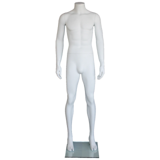 STM006-WT - White Headless Full Body Male Mannequin arms on side