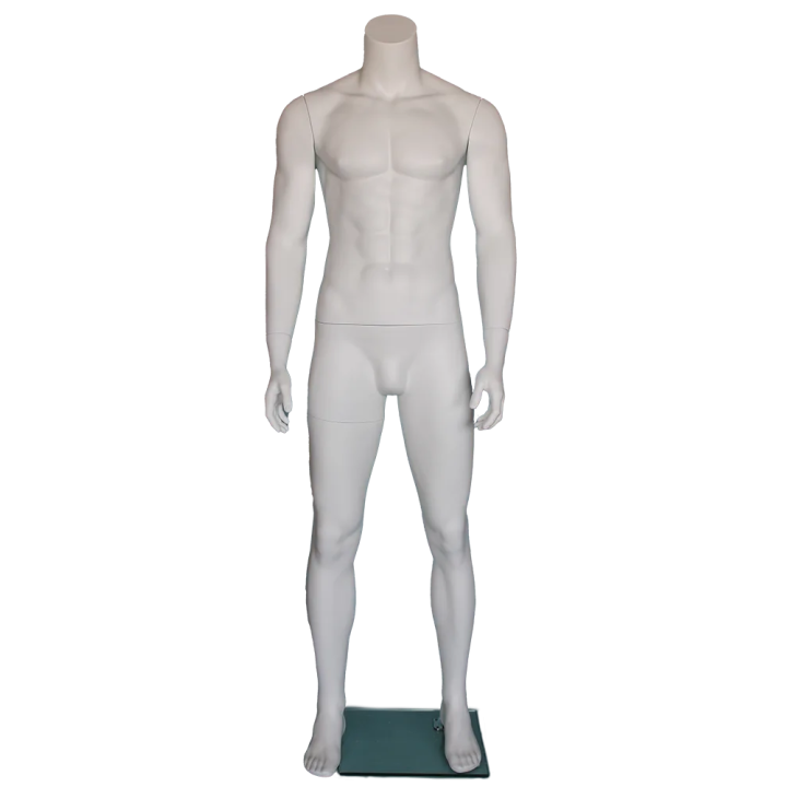 STM051-WT - 5 ft 9 in Headless Full Body Male Mannequin Athletic white