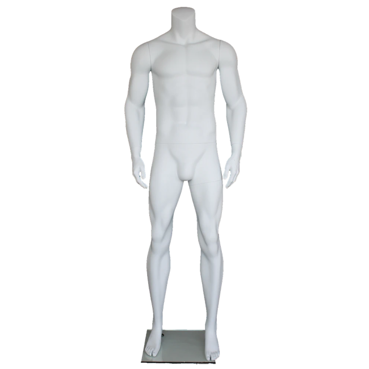 STM052-WT - 5 ft 11 in Muscular Headless Full Body Male Mannequin Matte white