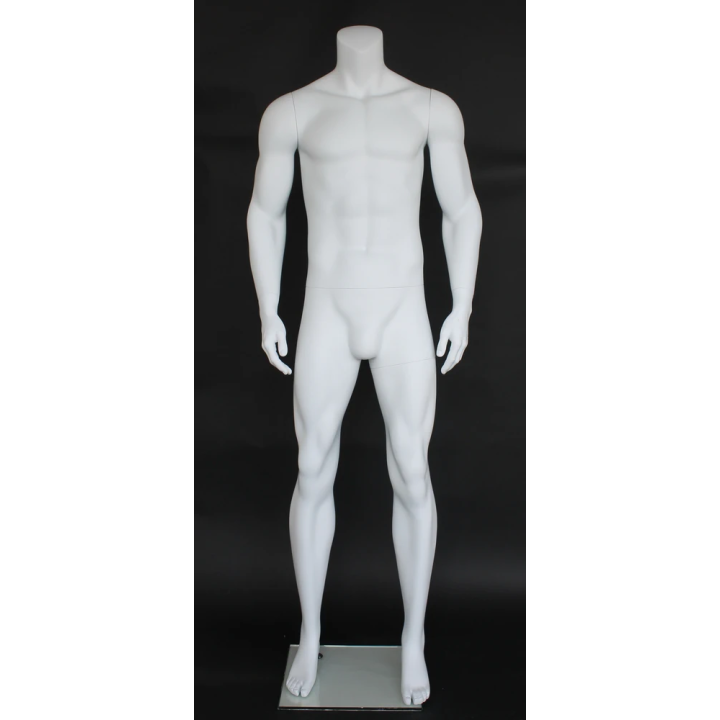 STM052-WT - 5 ft 11 in Muscular Headless Full Body Male Mannequin Matte white