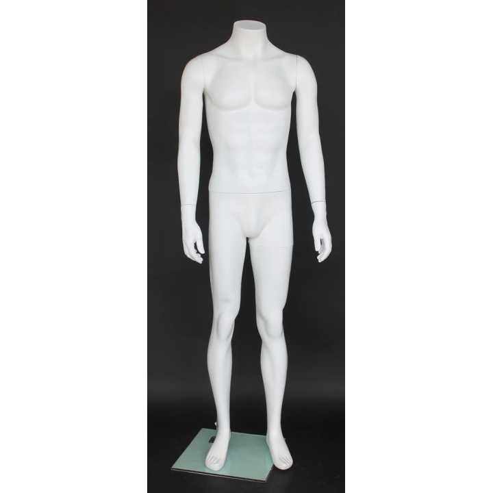 STM072-WT - Small Size Full Body Headless Male Mannequin Matte white