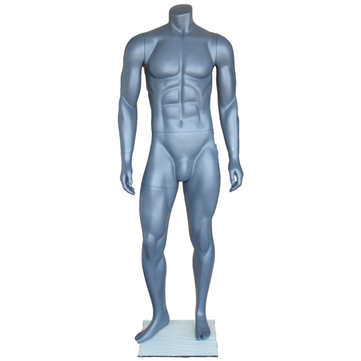 STB-1MH - Matte Grey 5 ft 4 in Athletic Headless Male Mannequin