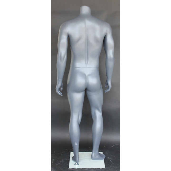 STB-1MH - Matte Grey 5 ft 4 in Athletic Headless Male Mannequin