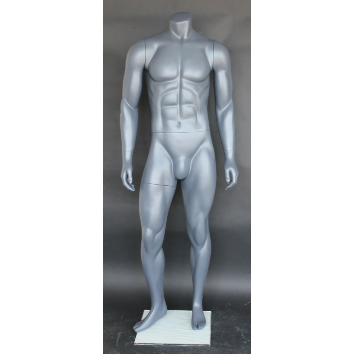 STB-1MH - Matte Grey 5 ft 4 in Athletic Headless Male Mannequin