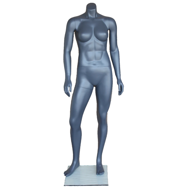 5 ft Matte Gray Athletic Headless Full Body Female Mannequin STB-FH-MG